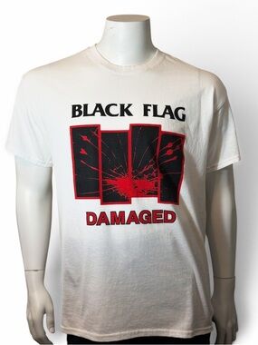 Black Flag Damaged Album Shirt Size Large White SST Records Band Tee